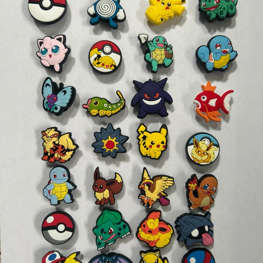 Set Of 28 Pokemon inspired Croc Charms / Shoe Charms / Jibbetz